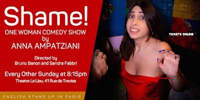 English Stand Up Comedy in Paris | Shame! by Anna Ampatzaini logo